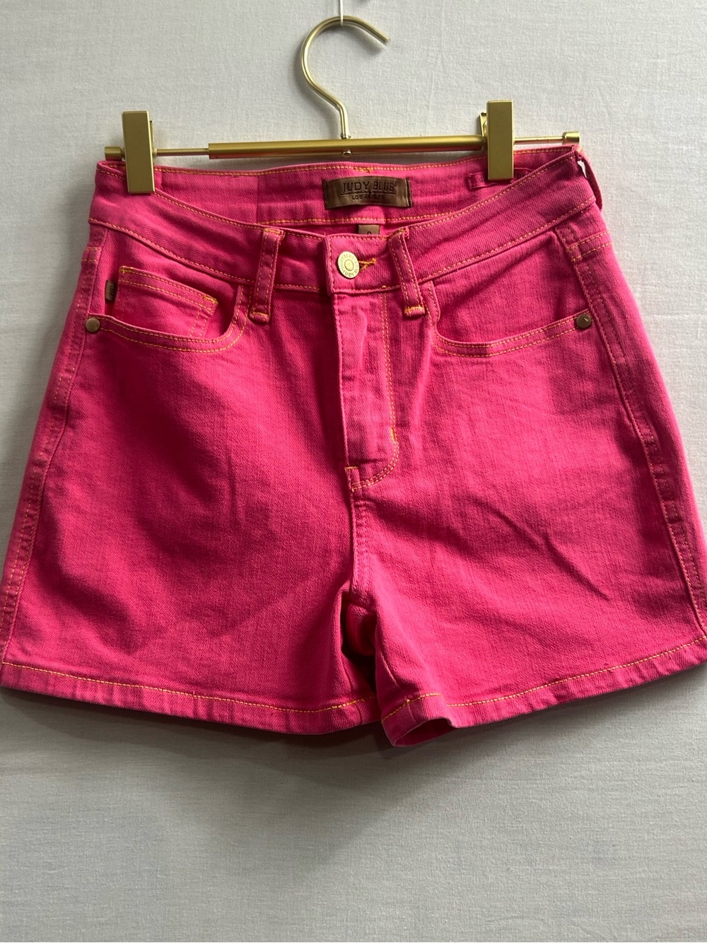 Judy Blue magenta garment-dyed high-waist denim shorts
